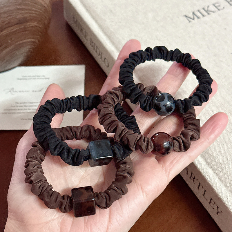 Acrylic Leopard Print Hair Tie for Women, Gentle on Hair, Small Intestine Hair Band, Non-Tightening Hair Ring, Elegant Hair Tie, Rubber Band Hair Rope
