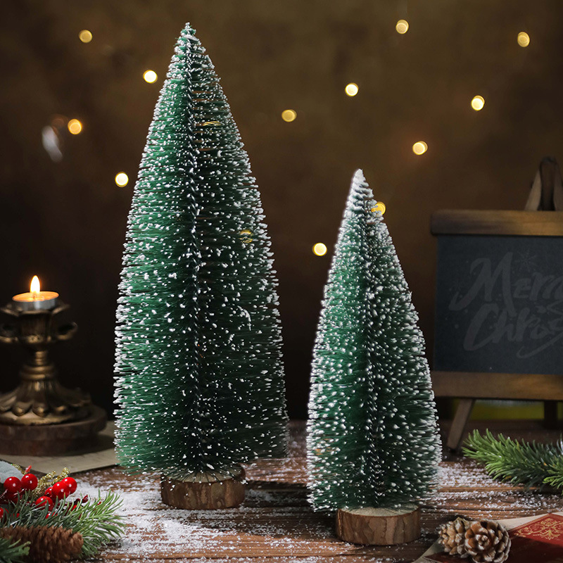 Mini árbol de Navidad, escritorio, decoración de árbol de Navidad, nieve transfronteriza, decoración navideña, pequeñas agujas de pino navideñas