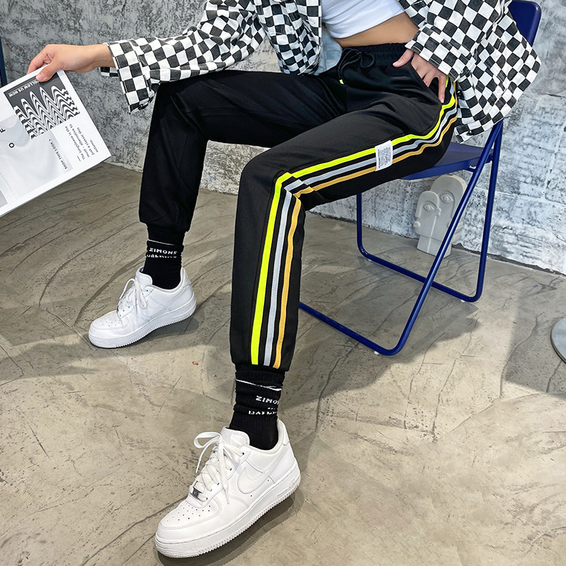 S266 Clearance Women's Striped Casual Pants Slimming High-Waisted Jogger Pants Loose Side-Slit Sports Pants Versatile Casual Wear