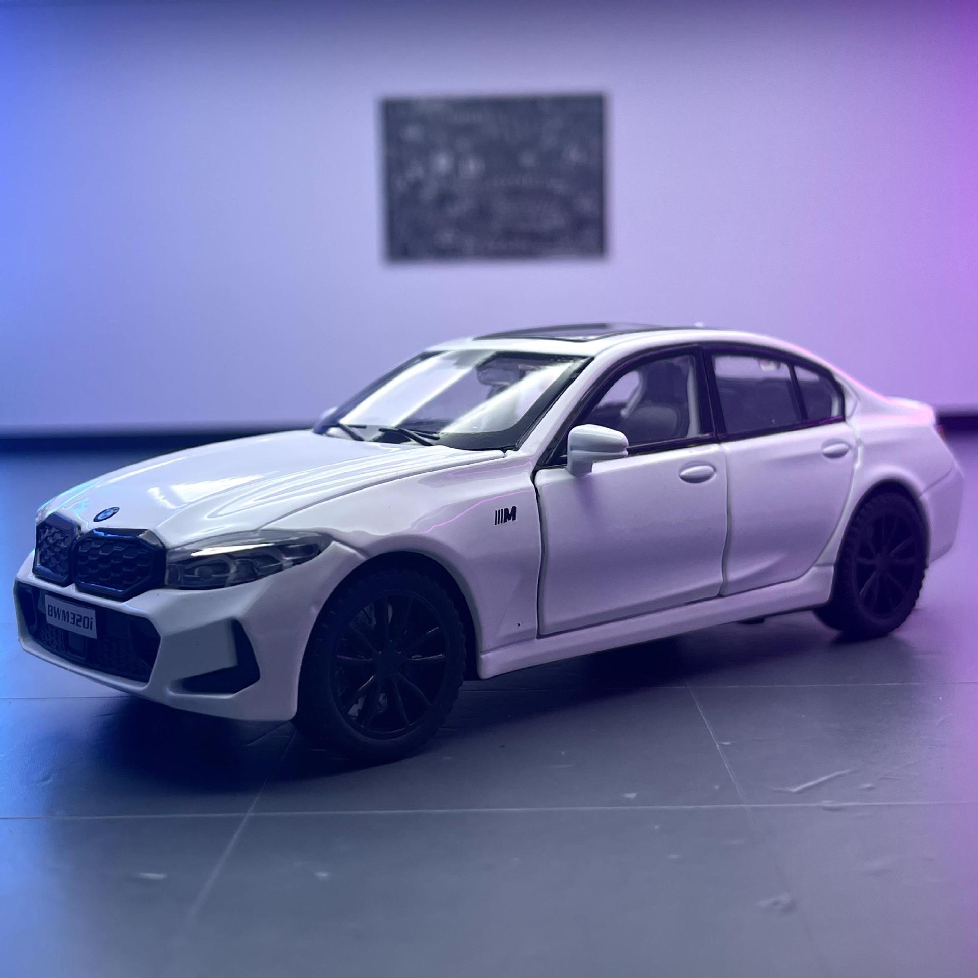 Zhongyuan xinghejin modelo de coche 1 a 32 baoma 3 encaje-up sonido y luz Tire hacia atrás juguete coche música modelo decoración caja de polvo