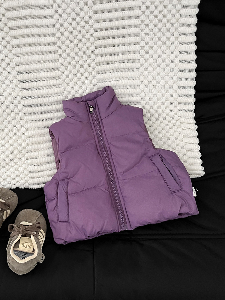 Chaleco de plumón infantil 2025 otoño y invierno moda cool bebé chaleco de hombro blanco para bebés chaleco grueso