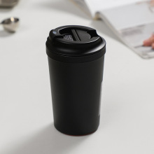 简约渣礼品杯子咖啡杯双层倒杯吸盘咖啡不随行杯塑料水杯