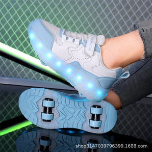 Cross-border Explosions Leather Four-way Shoes Children's Detachable Girls' Roller Skates Charging Boys Skates