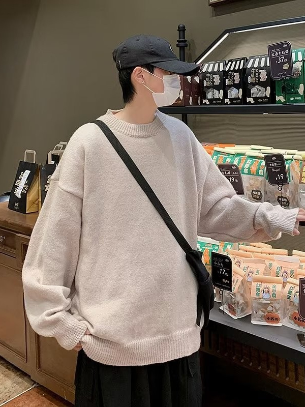 Moda coreana otoño e invierno suéter grueso hombres suéter suelto japonés invierno ins estilo Hong Kong abrigo de suéter perezoso