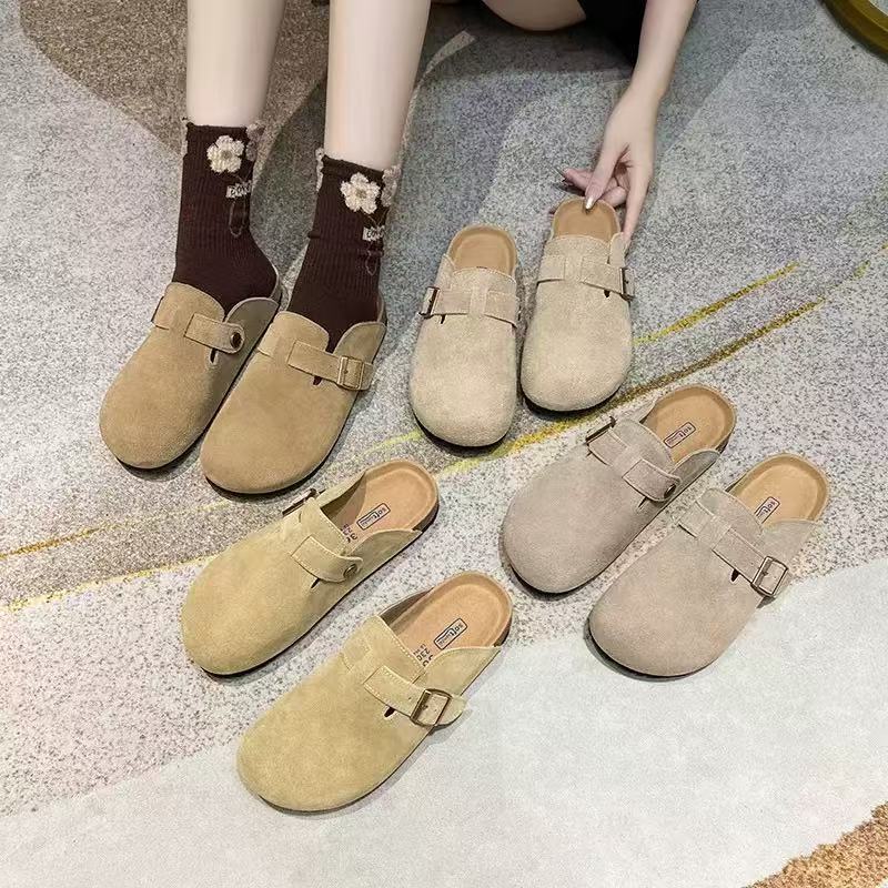 Couple Style ~ Genuine Leather Birkenstock Shoes, Large Size Half-Slip Birkenstock Shoes with Arch Support, Half-Slipper Women's Cork Birkenstock Shoes