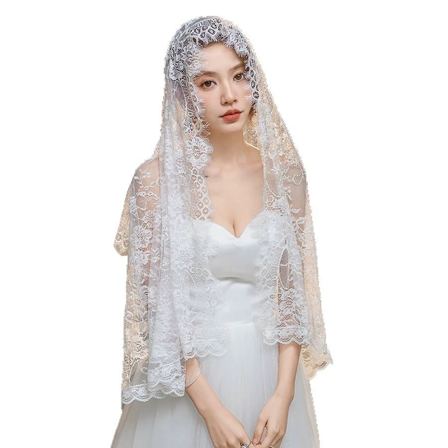 (Cross-border trading), long lace scarf, white cloak, mid-length