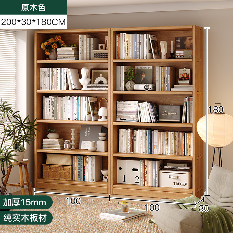 Biblioteca de madera maciza estantería estante de piso hogar sala de estar integrada Pared de almacenamiento de pared entera niños estantería