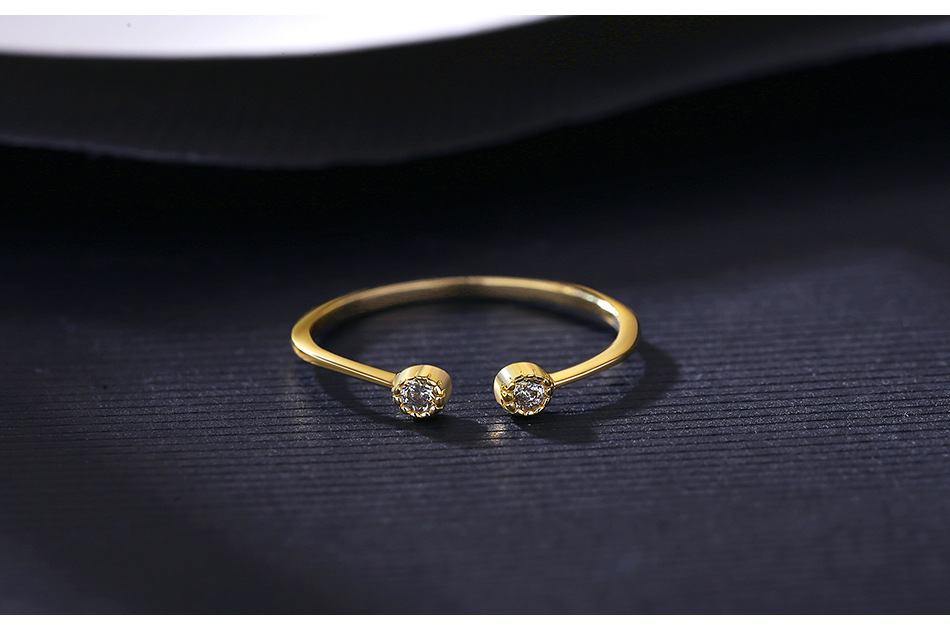 S925 Silver Inlaid Zircon Open Ring display picture 4