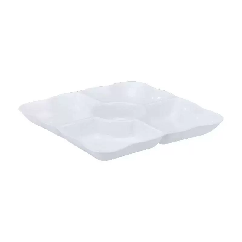 Wheat Straw Divided Snack Plate, Round 5-Compartment, 21.8 cm, Solid Color