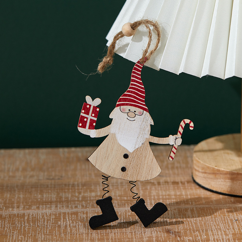 Nuevos productos transfronterizos de madera de peluche colgante de Santa Navidad decoración del árbol de Navidad colgante de estilo retro