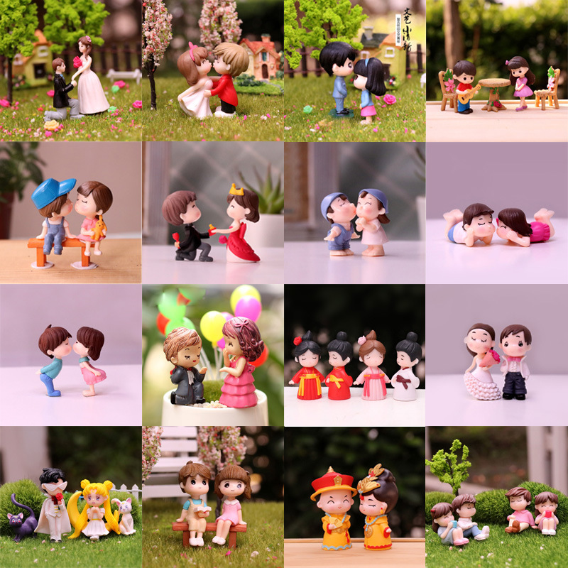 Cross-border wholesale cartoon couple doll model ornaments computer display Valentine's Day cake decorations