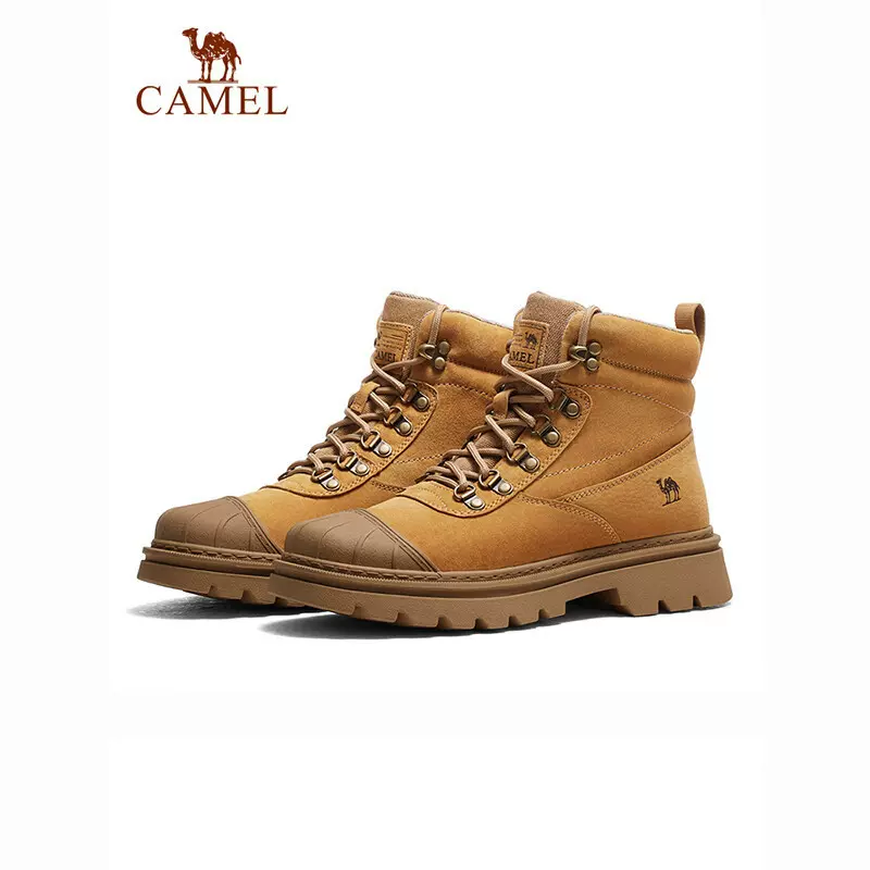 骆驼马丁靴户外登山鞋男女同款休闲复古百搭休闲厚底大黄靴子批发