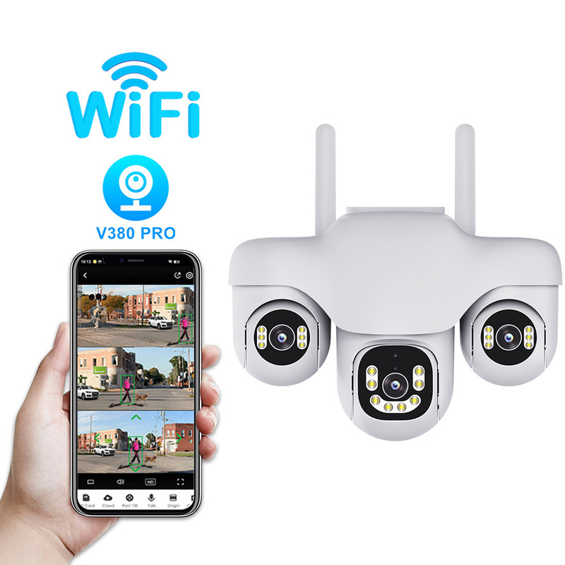 V380 カメラホーム 4G ワイヤレス WiFi 携帯電話リモート三眼三雲台パノラマモニター 6M カメラ|undefined