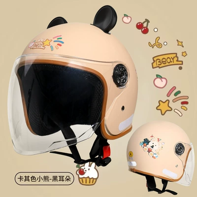 helmet winter warm half helmet — Motosiklet kaskı (dəbilqə) - enhanced-international-model-khaki-colorful-bear-hd-mirror-black-ears-one-size-fits-all
