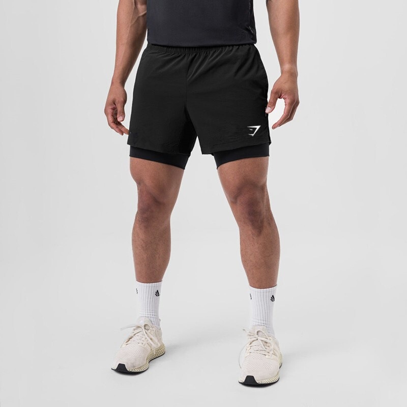 American-Style Gym Shorts for Men, Fitness Sports Shorts, Summer Running Shorts with Lining, Quick-Dry Double-Layer Mid-Length Tight Pants, Quick-Dry American-Style Gym Shorts for Men, Fitness Sports Shorts, Summer Running Shorts with Lining, Quick-Dry Double-Layer Mid-Length Tight Pants, Quick-Dry