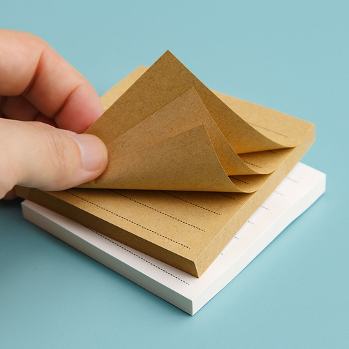 Kraft Paper Sticky Notes, Creative Memo Pad, Tear-off Student Stationery, Grid-Design Message Book, Reusable N Times Sticky Notes
