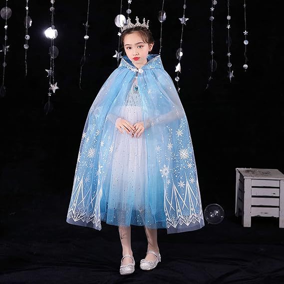 2025 Foreign Trade Girls' Autumn and Winter Elsa Cape Frozen Shawl Cloak Christmas Gift Party Costume 2025 Foreign Trade Girls' Autumn and Winter Elsa Cape Frozen Shawl Cloak Christmas Gift Party Costume