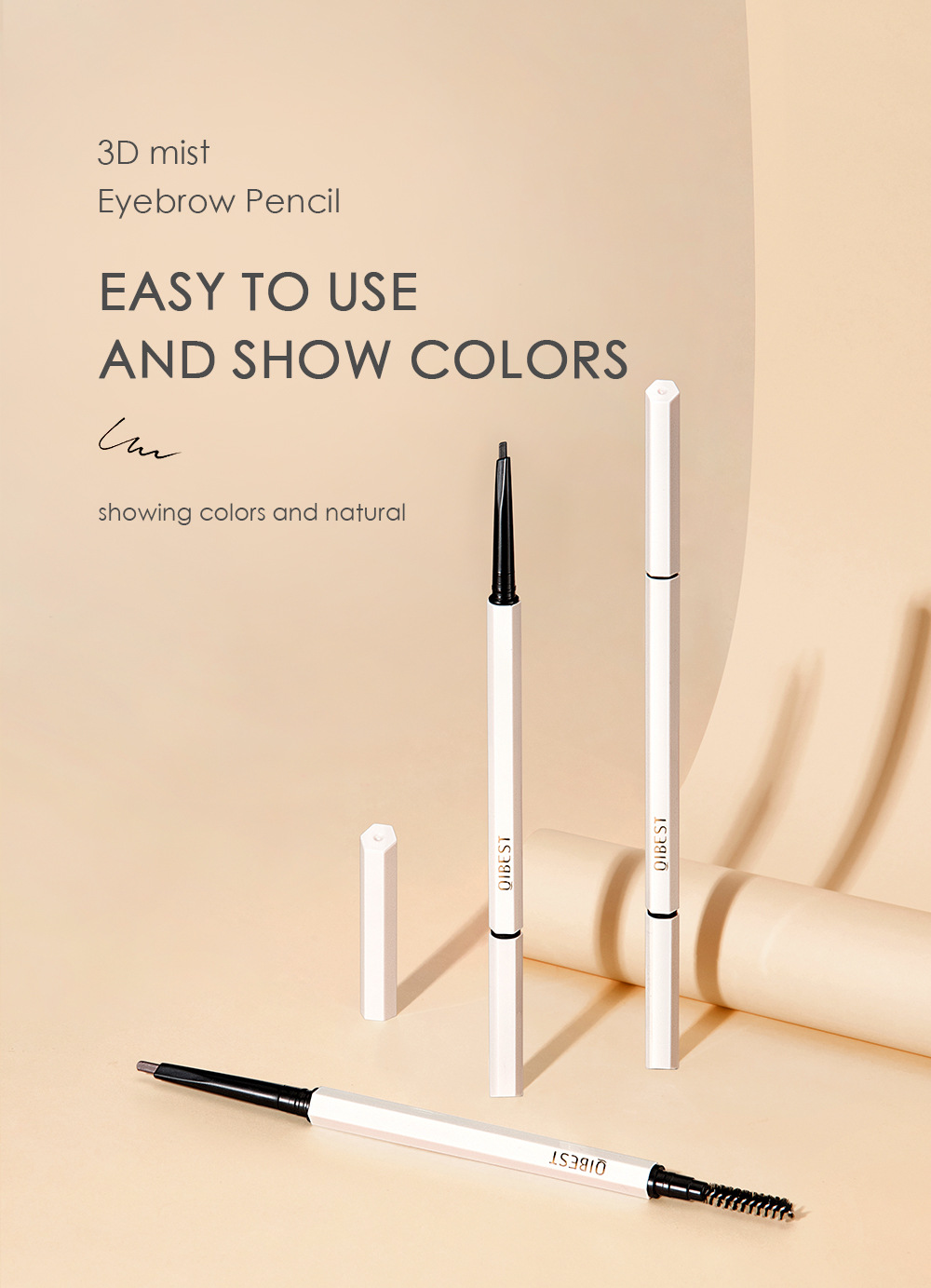 Le stylo à sourcils triangulaire à double tête Carina QIBEST est extrêmement fin, lisse et difficile à démaquiller. Imperméable pour débutant,_voghion.com