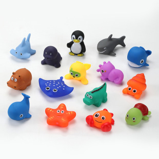 Children's Cartoon Bath Vinyl Toys Baby Yellow Duck Playing in the Water Pinch Fun Marine Animal Stall Manufacturer Hot Sale