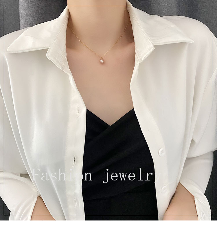 5g Weight Vacuum Plating Real Gold Plated 18K Gold Gold Plating Water Droplets 304 Stainless Steel Elegant Waterproof Non Tarnish Titanium Steel Necklace