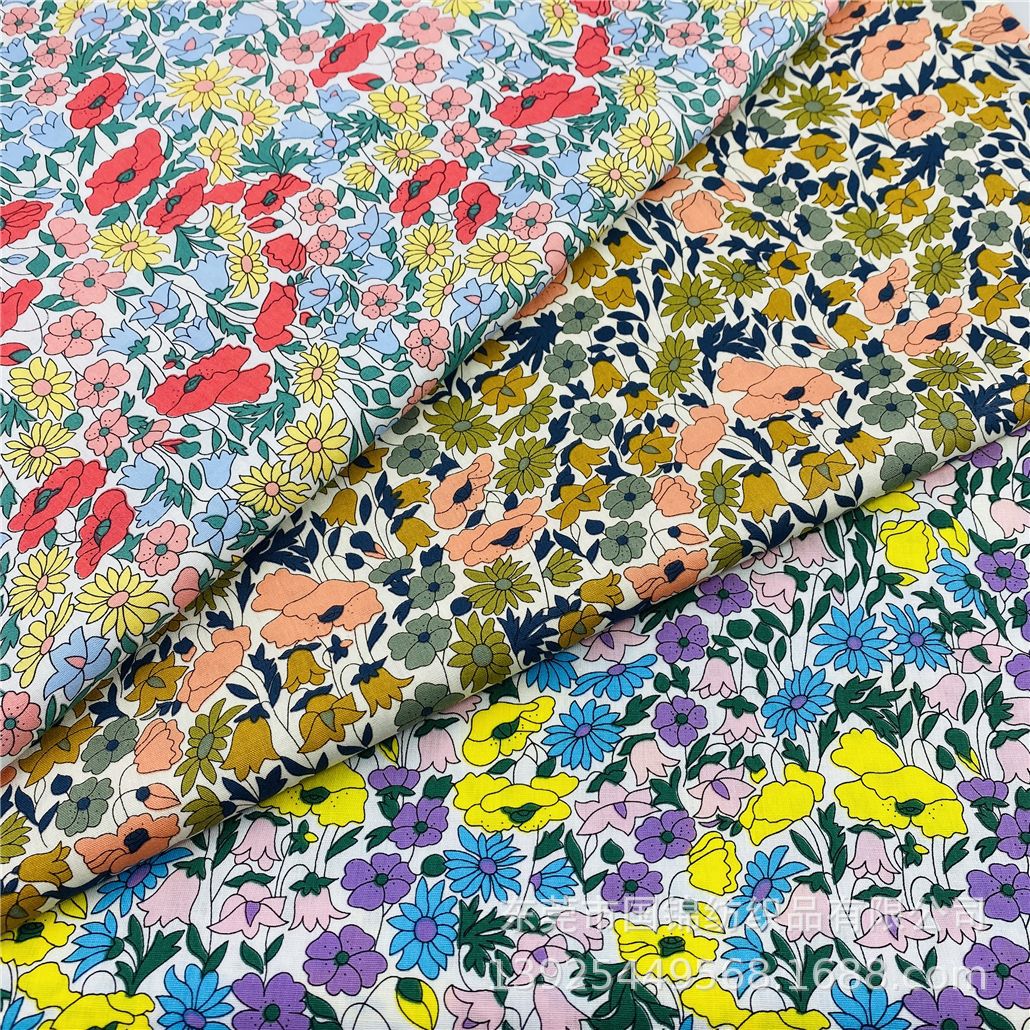 热销新款纯棉田园风印花布 全棉40支府绸印花 童装连衣裙面料