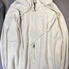 绵羊绒灰色连帽针织衫上衣外套女装宽松外搭慵懒风韩系拉链毛衣衫