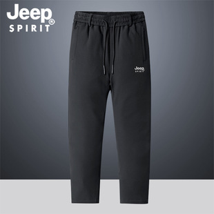 JEEP SPIRIT Men's Pants Winter Thickened Duck Down Cotton Pants Windproof Casual Pants White Duck Down