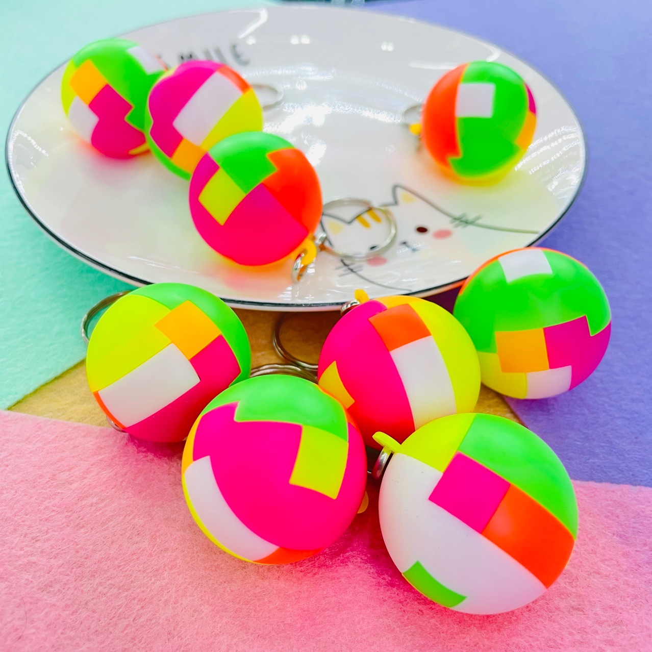 Luban Lock Children's Creative Toys Educational Color Building Blocks Ball Pickup Rubik's Cube Ball Pendant Promotion