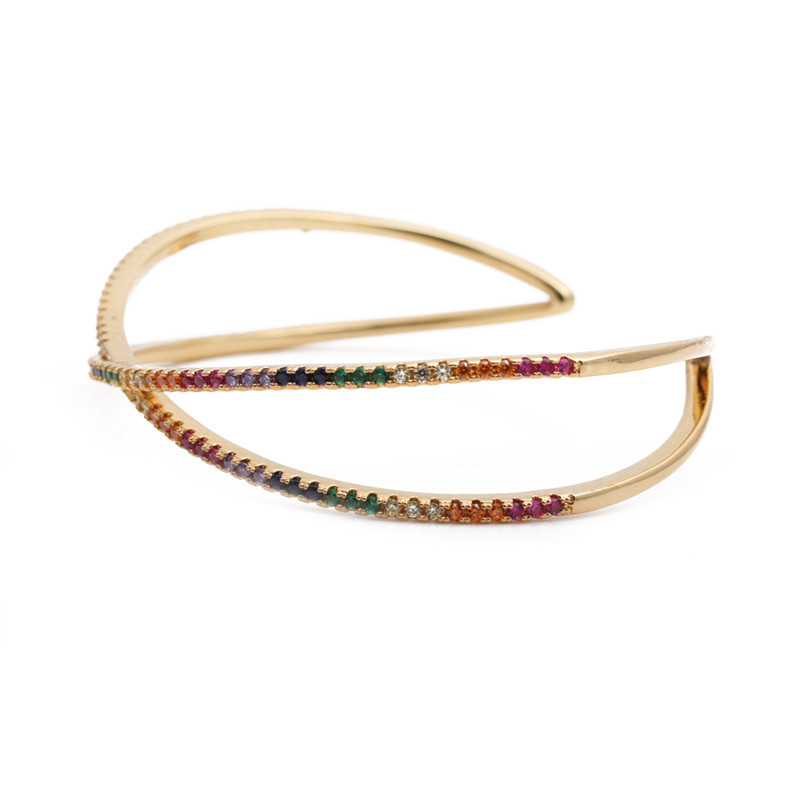 Nouveau Bracelet Ajustable À Ouverture En Cuivre Zirconium Couleur Multicouche display picture 2