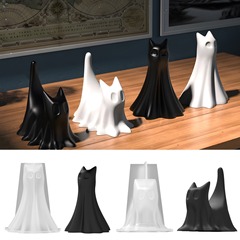 Zhongcheng diy 接着剤型ハロウィンゴースト猫人形装飾品シリコーン型石膏キャンドル型