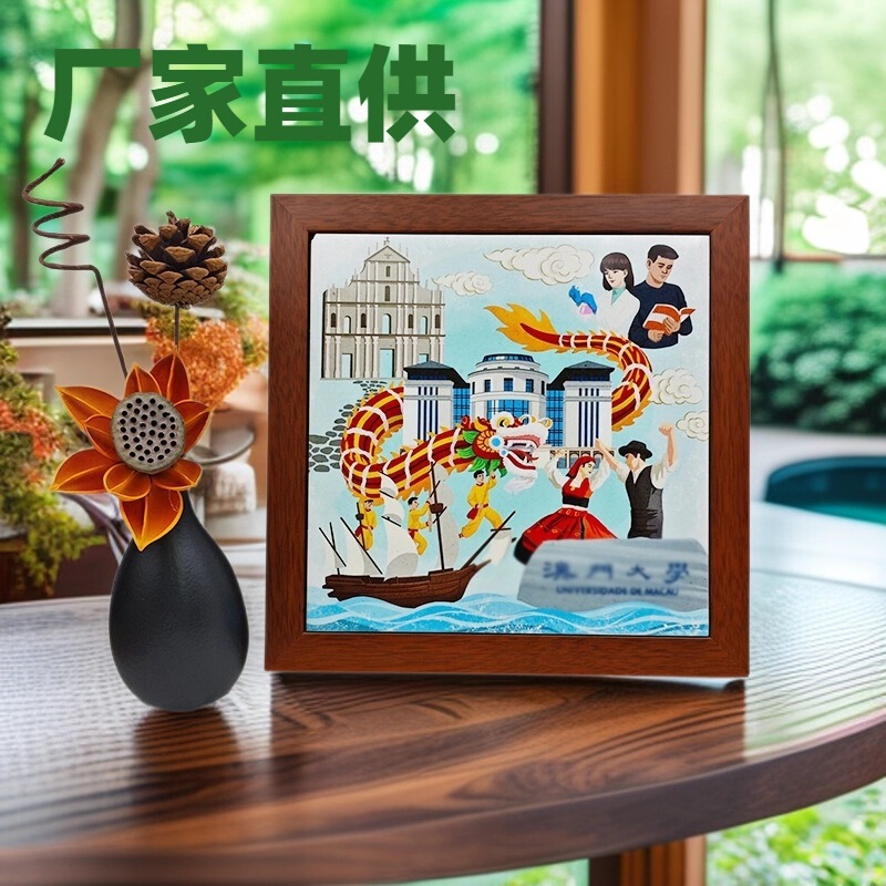 New Chinese-Style Porcelain Tiles with Three-Dimensional Frames Can Be Customized with Multi-Layer Cardboard Mounting Frames and Zen-Style Picture Frames
