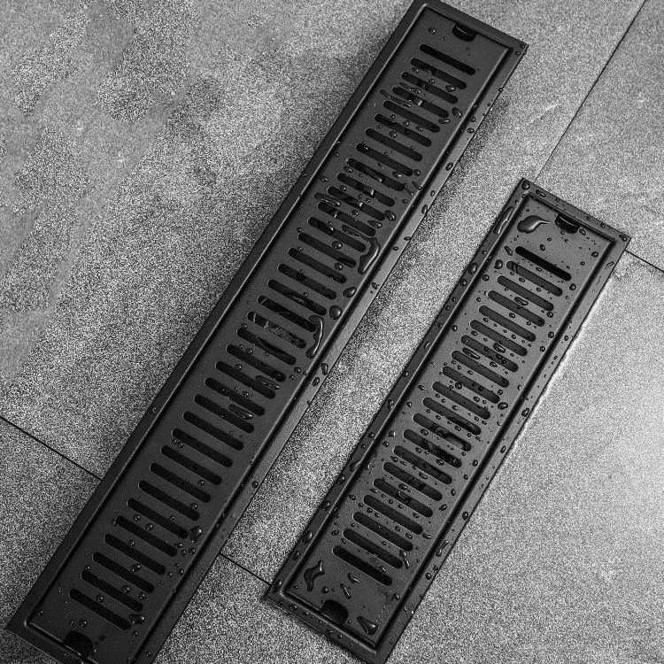 Ingeniería hotel inoxidable drenaje retangular inodoro tipo tira larga desagüe de suelo antiolor sala de ducha de gran desplazamiento tira larga