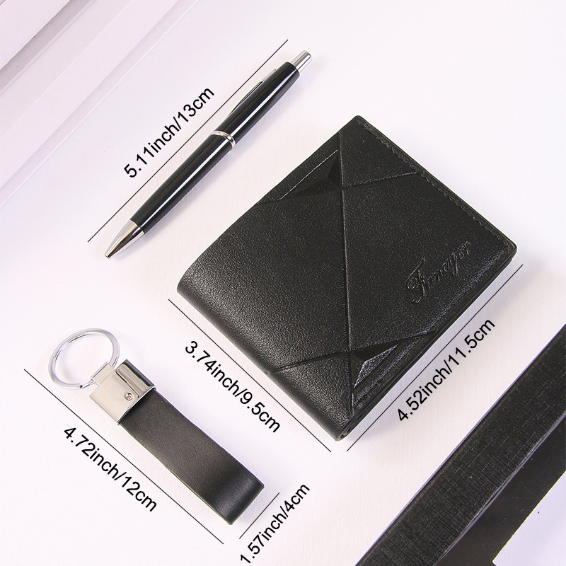 Regalo de empresa creativo Llavero de cuero para automóvil Cartera de cuero Bolígrafo de firma para papá y novio Regalo transfronterizo