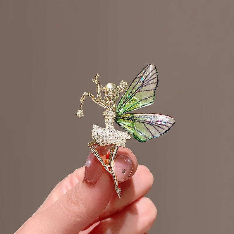 New Angel Wings High-end Wings Brooch High-end Dancing Girl Coat Corsage Creative Clothing Pin Clothing Accessories