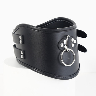Sexy Sex Toy SM Adult Supplies Black Leather Edge Double Lock Sponge Neck Cover Pet Adjustment Neck Cover
