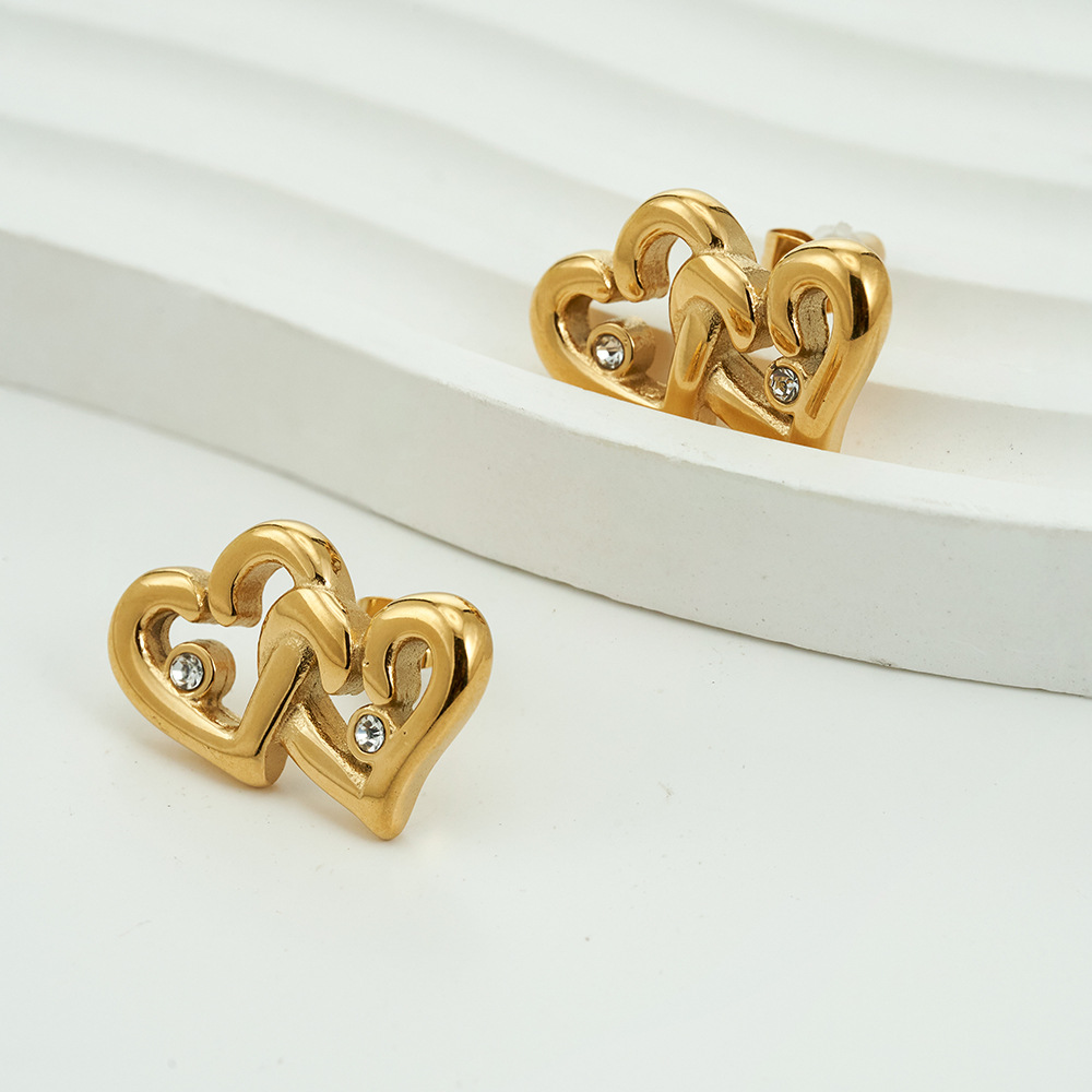 Plating Design 1 Pair Simple Style Heart Shape Plating Titanium Steel Ear Studs