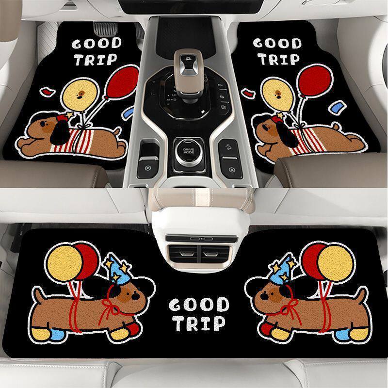 Cartoon-style silk loop car floor mats, universal non-slip and wear-resistant interior decorative mats, can be cut to size, foot mats, Amazon