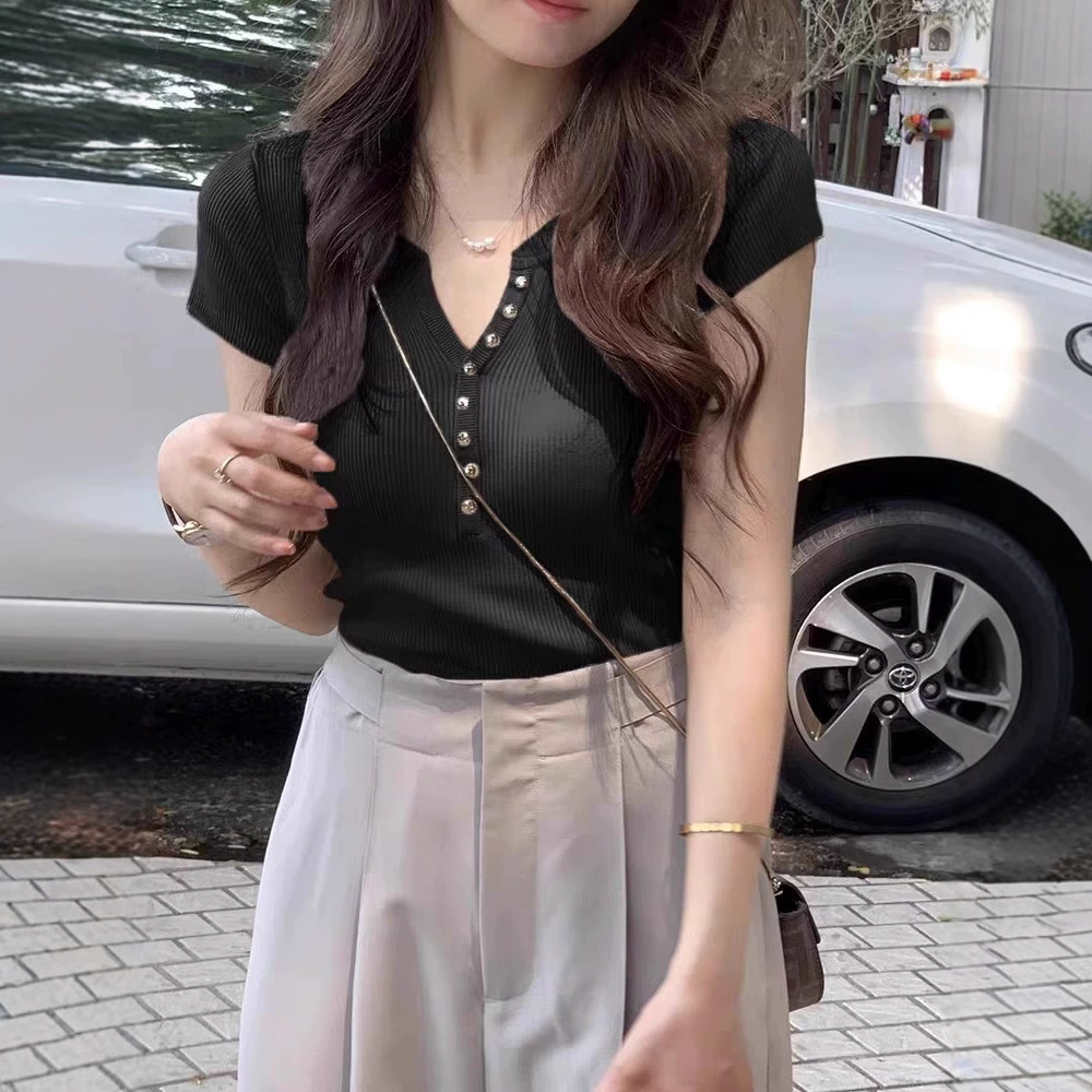 Knitted summer short sweater, with short sleeve