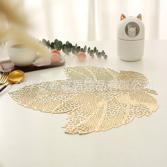 歐式鏤空pvc燙金仿真楓葉西餐墊防水防燙隔熱桌墊不規則形餐桌墊