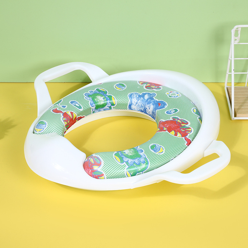 Nuevo bebé dibujos animados auxiliares inodoro anillo de asiento con pasamanos fábrica de inodoro al por mayor