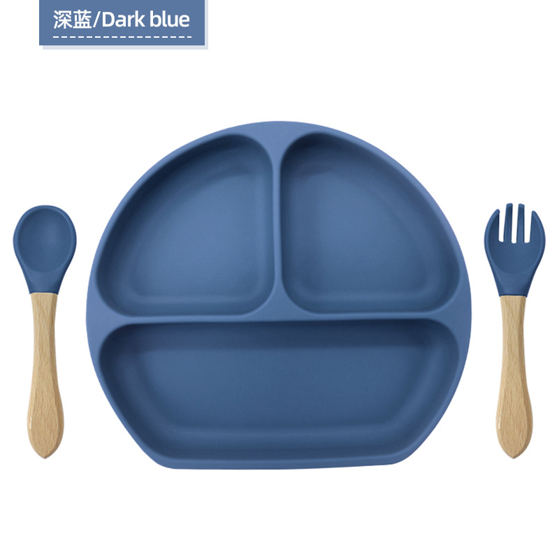 Plato de alimentación infantil tipo succión Plato de alimentación infantil Plato de cubierta de tres partes Amazon Plato de silicona de grado alimenticio