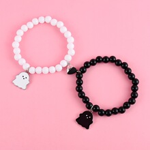 时尚2件套：女孩黑白魅力手链 - 时尚友谊饰品，珠子