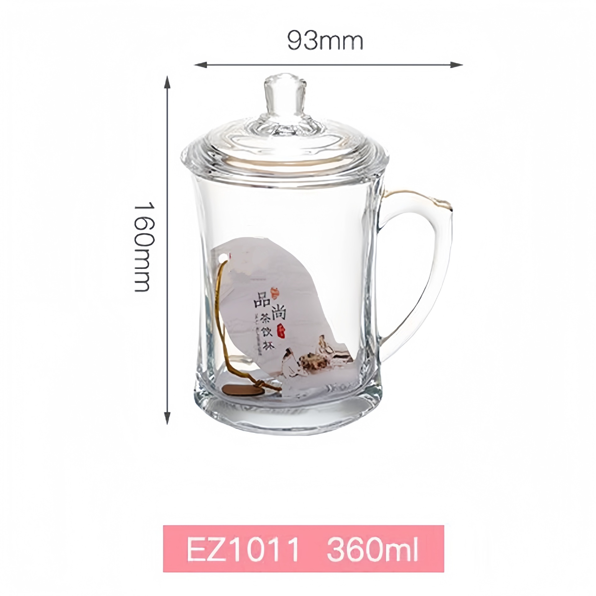 Taza de vidrio resistente al calor gruesa con tapa de taza de té con tapa de taza de té doméstica taza de agua potable taza de mesa de sala de reuniones taza de oficina
