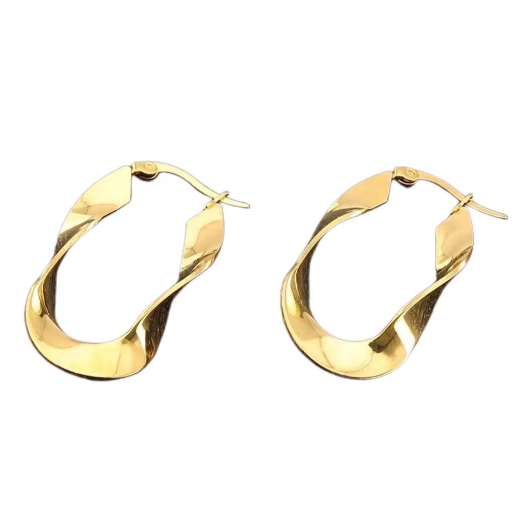 1 Pair Simple Style Irregular Plating Titanium Steel Hoop Earrings display picture 5