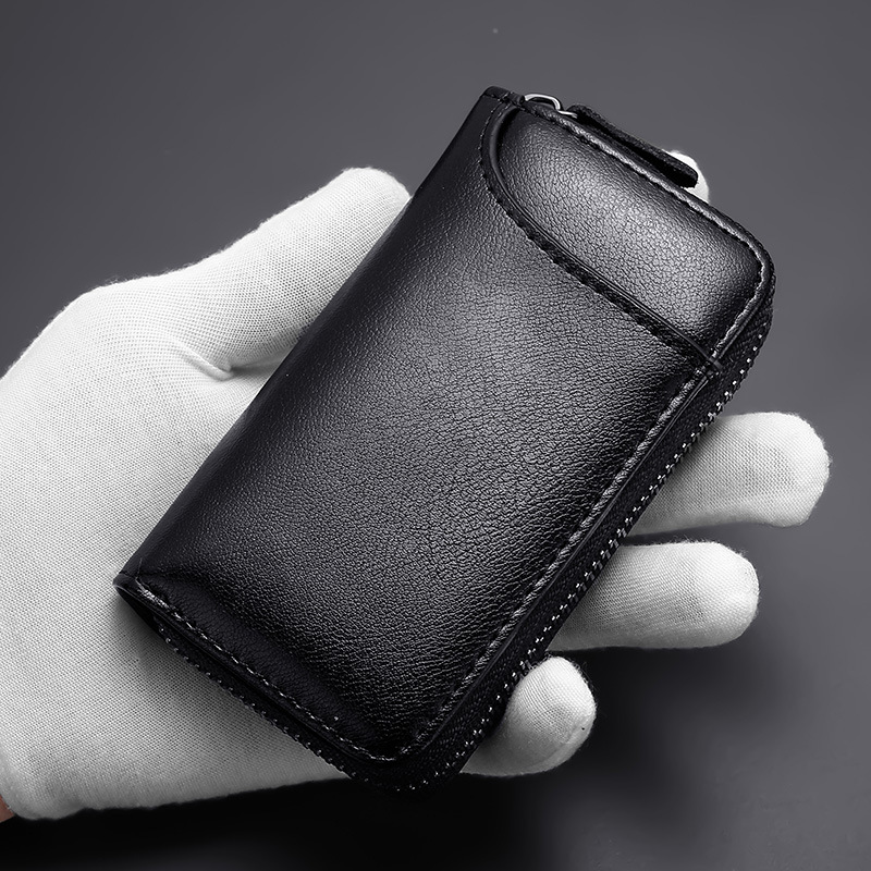 Bolso de llave bolso de la llave de los hombres de gran capacidad de cuero suave negocio hogar simple cremallera cintura colgando coche Multi-Función bolsa de la Tarjeta