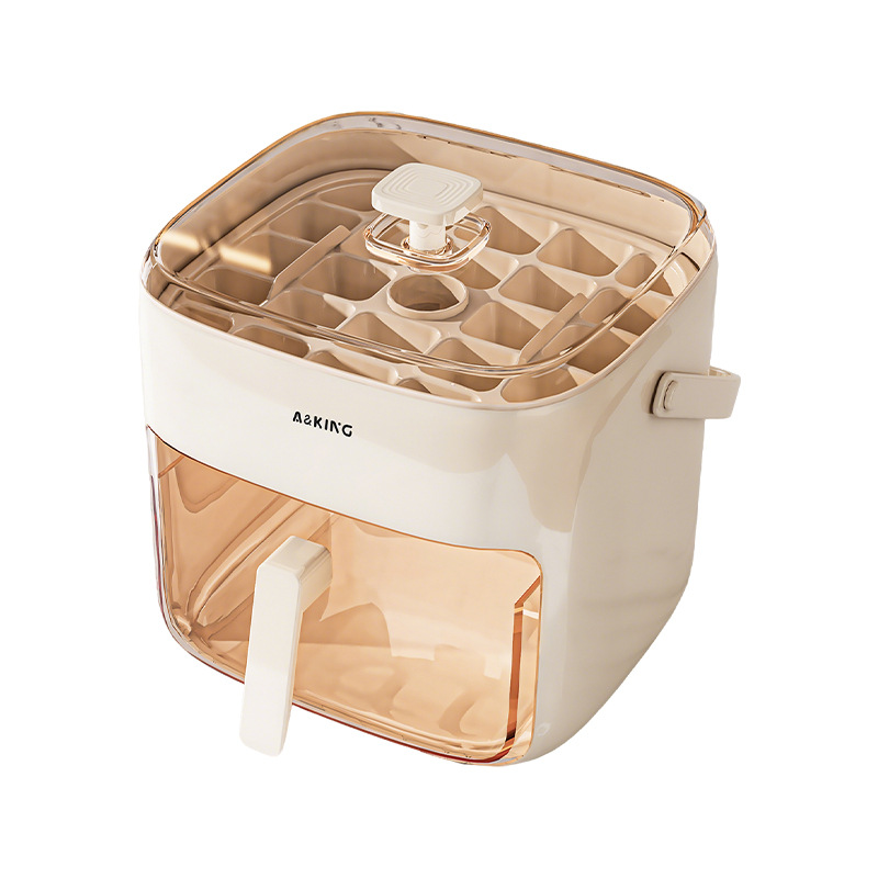 Molde de rejilla de hielo de grado alimenticio 2025 nuevo artefacto de cubitos de hielo congelados tipo prensa abrasivo de hielo casero con caja de hielo de almacenamiento con tapa