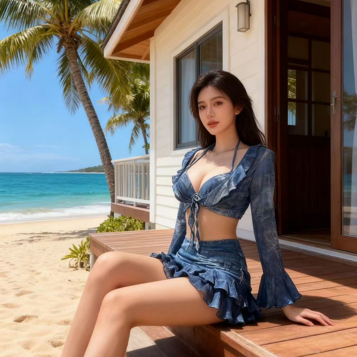 2026 New Three-Piece Swimsuit for Women, Tummy-Covering, Slimming, Beach Vacation, Hot Spring Swimwear [Dropshipping]