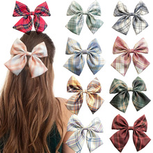 简悦JK新少女格子蝴蝶结发夹韩国ins网红超大发卡百搭后脑勺夹