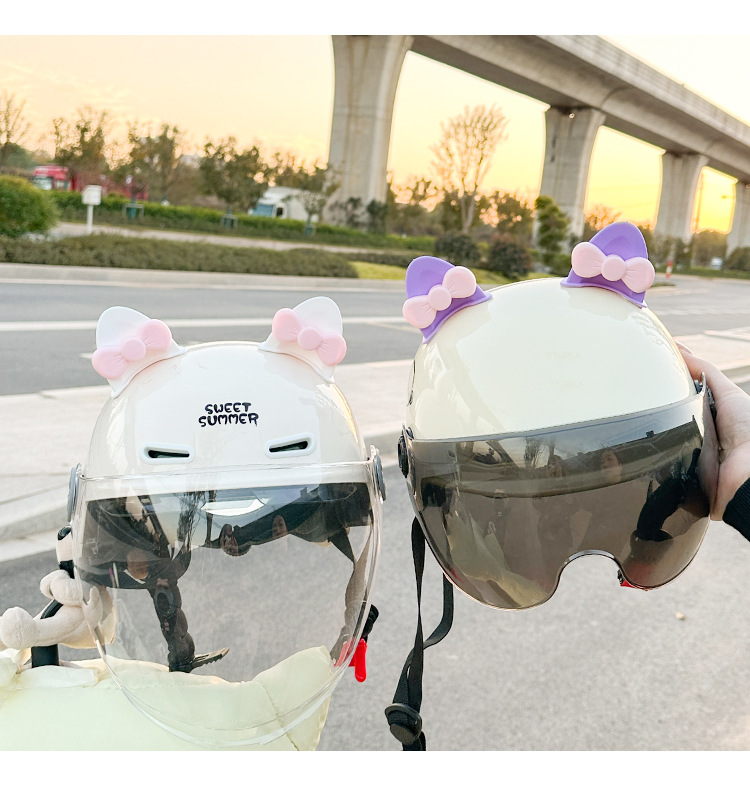 Helmet Decoration Ears Bow Cute Ski Helmet Accessories Electric Motorcycle Decor