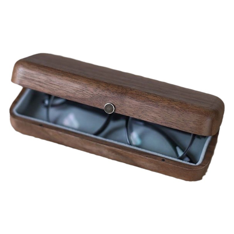 Gafas de madera de estilo americano caso clamshell estudiante miopía gafas caja de almacenamiento portátil gafas de sol caja